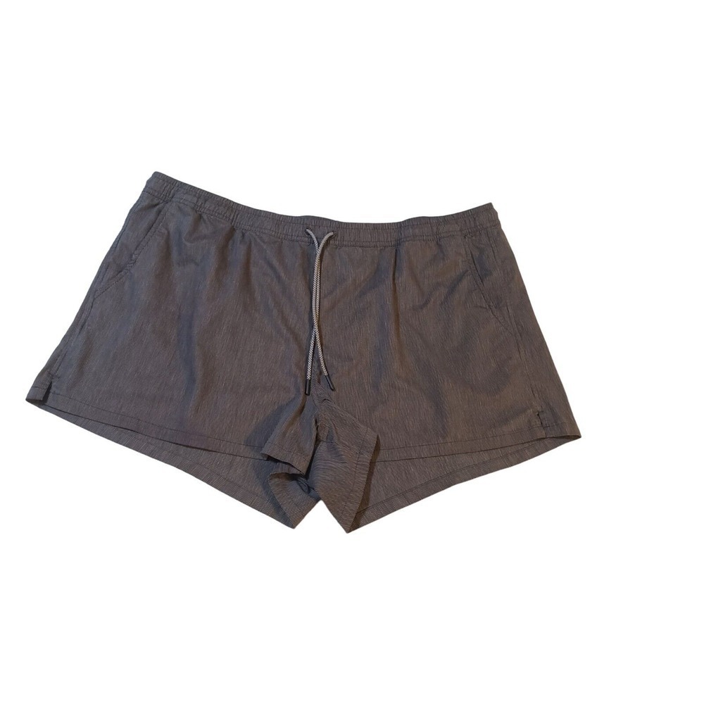 Athleta Marin 2.5" Board Shorts Black Gray Pinstripe Beach Swim Surf Size 2X